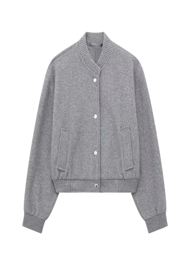 Casual Cropped Bomber Jacket