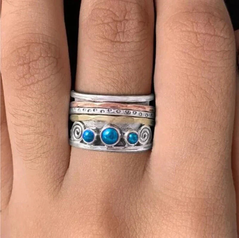 Oceanic Opal Boho Ring in Gold-plated Silver